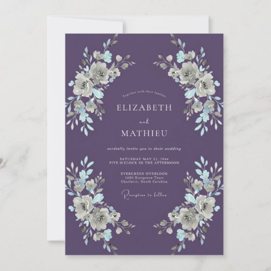 Amethyst düstere Winterhochzeit Einladung (Vorderseite)