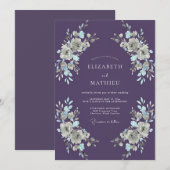 Amethyst düstere Winterhochzeit Einladung (Vorne/Hinten)