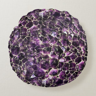 Amethyst-Edelstein-Kristalldruck Rundes Kissen