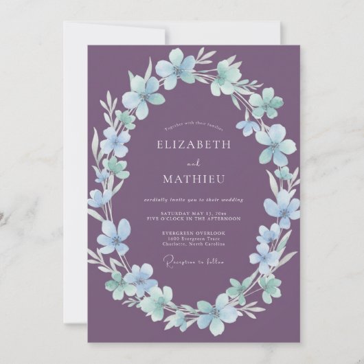 Amethyst-Eis-Blüten-Hochzeit Einladung (Vorderseite)