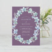 Amethyst-Eis-Blüten-Hochzeit Einladung (Stehend Vorderseite)