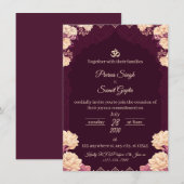 Amethyst Elegance: Floral Purple Wedding Invitatio Einladung (Vorne/Hinten)