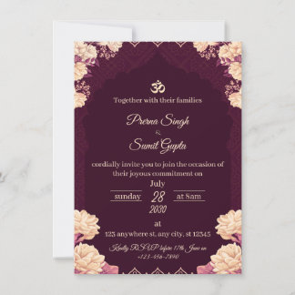 Amethyst Elegance: Floral Purple Wedding Invitatio Einladung