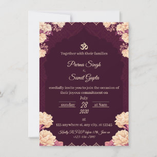 Amethyst Eleganz: Florale lila Hochzeitseinladung Einladung