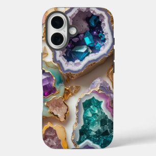 Amethyst & Emerald Crystal Geodes - Eleganter Marm iPhone 16 Hülle