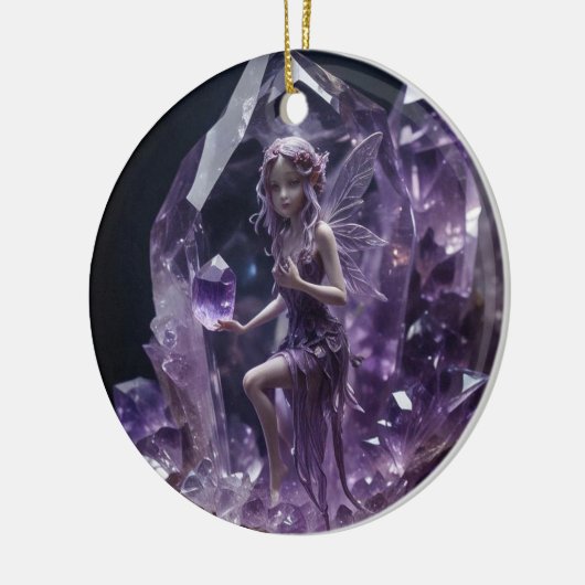 Amethyst Fairy Crystal Keramik Ornament (Links)