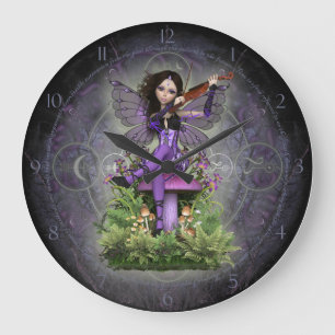 Amethyst Fairy Große Wanduhr