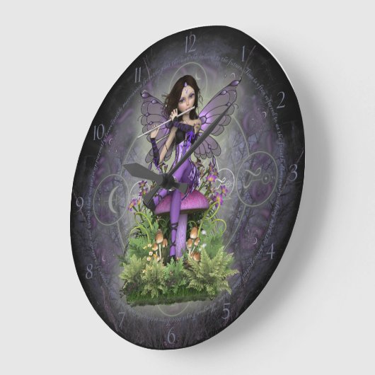 Amethyst Fairy ~ Magic Flute Große Wanduhr (Winkel)