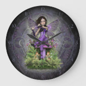 Amethyst Fairy ~ Magic Flute Große Wanduhr (Vorderseite)