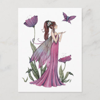 Amethyst-Fairy- und Schmetterlingspostkarte mit Mo Postkarte