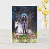 Amethyst Fairy & Unicorn Card Karte (Gelbe Blume)