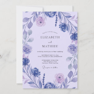 Amethyst-Farbene Gemalte Blütenblätter-Hochzeit Einladung