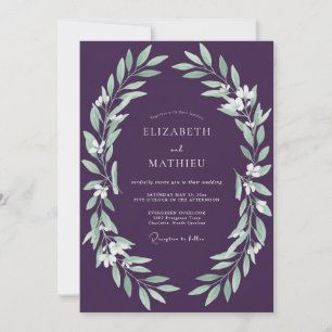 Amethyst-Farbene Weinranken-Hochzeit Einladung