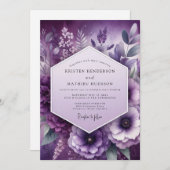 Amethyst Floral Elegance Wedding Einladung (Vorne/Hinten)