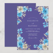 Amethyst Florale Umarmung Hochzeit Einladung (Vorne/Hinten)