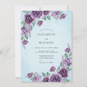 Amethyst Florale Whimsische Hochzeit Einladung