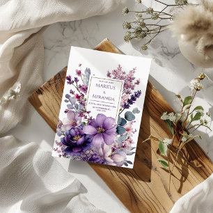 Amethyst-Garten Lila und Rosa Blumige Hochzeit Einladung