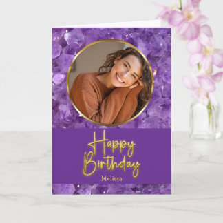 Amethyst Geburtsstein Gold Schrift Foto Geburtstag Karte