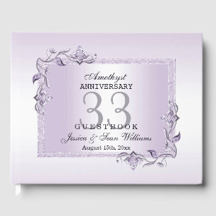 Amethyst Gem & Glitzer 33. Hochzeitstag Gästebuch