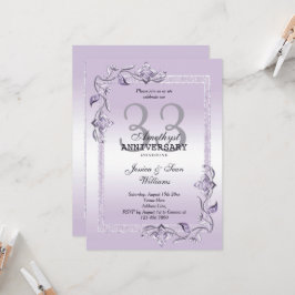 Amethyst Gem & Glitzer 33. Hochzeitstag in Einladung
