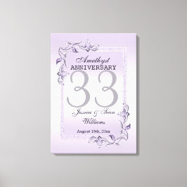 Amethyst Gem & Glitzer 33. Hochzeitstag Leinwanddruck