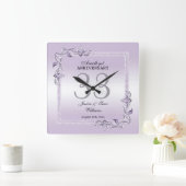 Amethyst Gem & Glitzer 33. Hochzeitstag Quadratische Wanduhr (Zuhause)