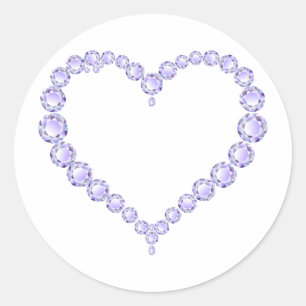 Amethyst Gem Herz Runder Aufkleber
