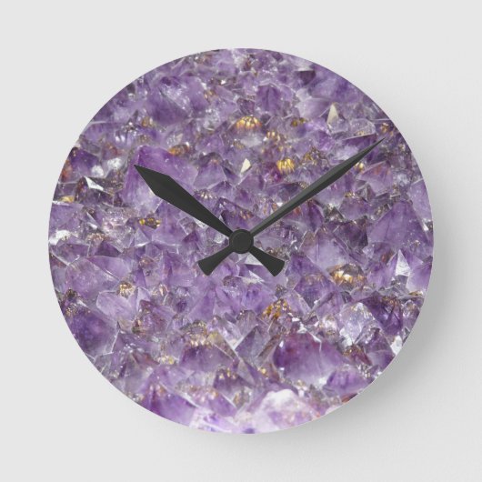 Amethyst gem violet crystal stone clock runde wanduhr (Vorderseite)