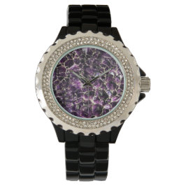 Amethyst Gemstone Crystal Print Armbanduhr