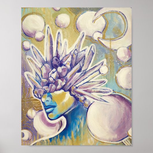 Amethyst Gemstone Fantasy Feminist Abstrakt Art Poster (Vorne)