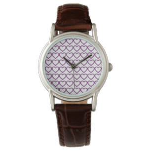 Amethyst Gemstone Herz Lila Armbanduhr