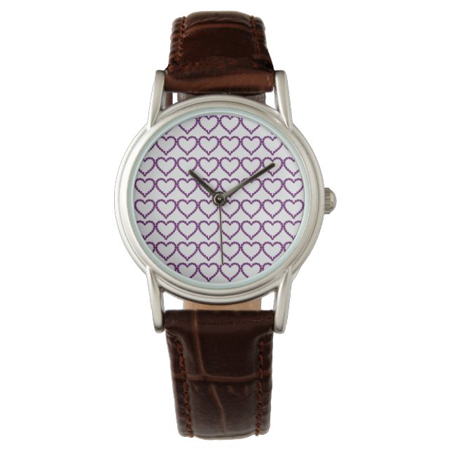 Amethyst Gemstone Herz Lila Armbanduhr (Vorderseite)