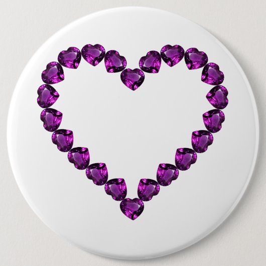Amethyst Gemstone Herz Lila Button (Vorderseite)