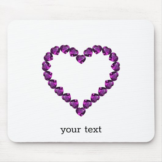 Amethyst Gemstone Herz Lila Mousepad (Vorne)