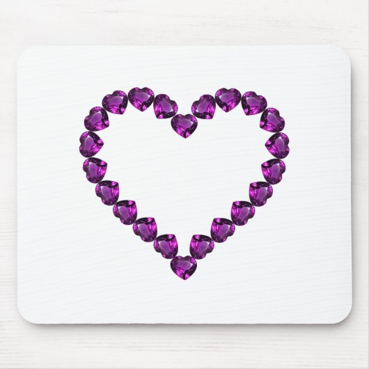 Amethyst Gemstone Herz Lila Mousepad (Vorne)