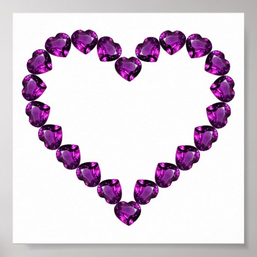 Amethyst Gemstone Herz Lila Poster (Vorne)