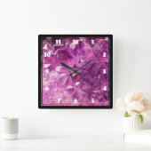 Amethyst Gemstone Image Shiny and Sparkly Quadratische Wanduhr (Zuhause)