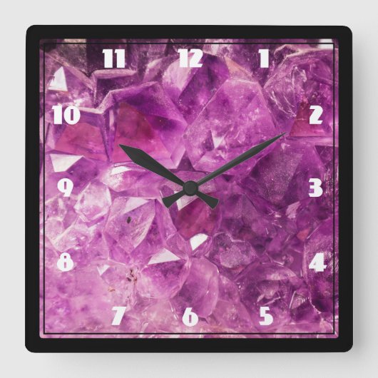 Amethyst Gemstone Image Shiny and Sparkly Quadratische Wanduhr (Vorderseite)