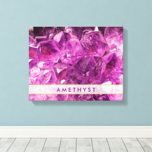 Amethyst Gemstone Image Shiny und Funkelnd Leinwanddruck (Insitu (Holzboden))