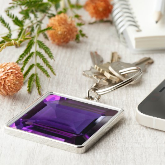 Amethyst Gemstone Lila Schlüsselanhänger (Seite)