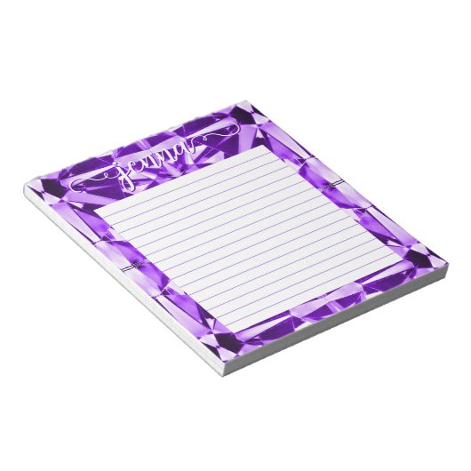 Amethyst Gemstone Lined Personalisiert Notizblock (angewinkelt)