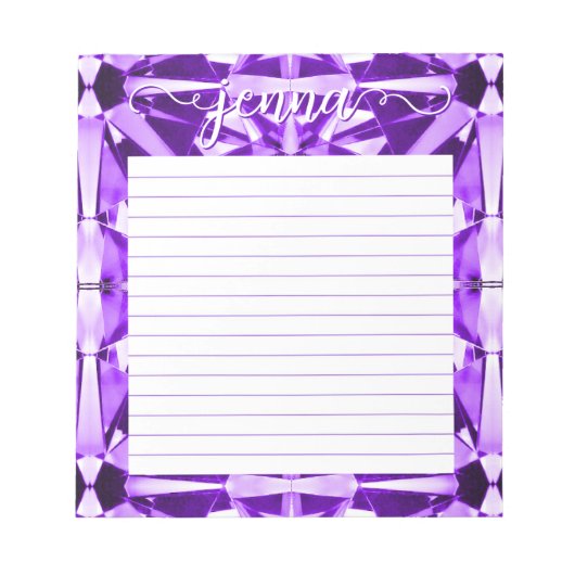 Amethyst Gemstone Lined Personalisiert Notizblock (Vorderseite)