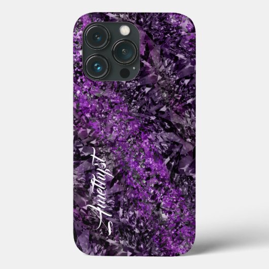 Amethyst Gemstone mit Name Case-Mate iPhone Case (Rückseite)