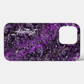 Amethyst Gemstone mit Name Case-Mate iPhone Case (Rückseite (Horizontal))