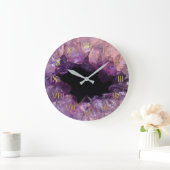 Amethyst Geode Beschreibungs-Wanduhr-Goldziffern Große Wanduhr (Zuhause)