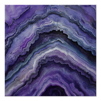 Amethyst Geode Fluid Pour Poster