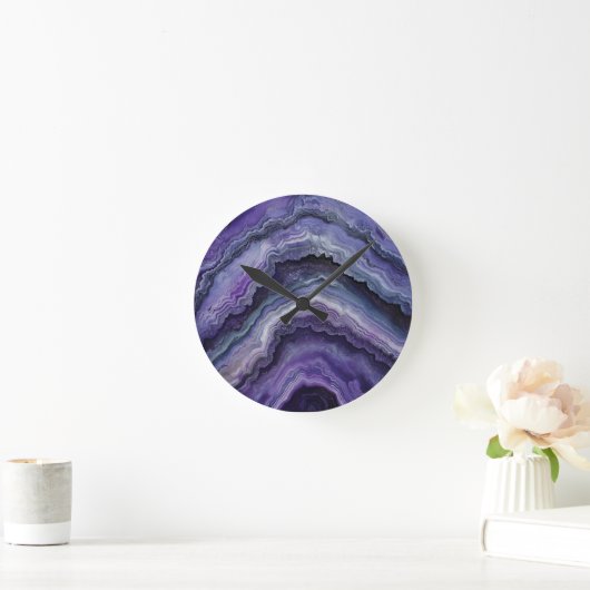 Amethyst Geode Fluid Pour Runde Wanduhr (Zuhause)