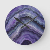 Amethyst Geode Fluid Pour Runde Wanduhr (Vorderseite)