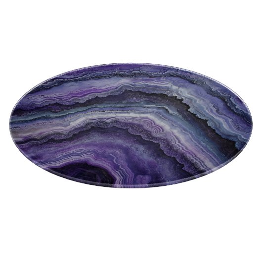 Amethyst Geode Fluid Pour Schneidebrett (Ecke)