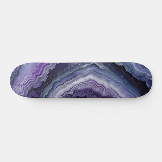 Amethyst Geode Fluid Pour Skateboard (Horizontal)